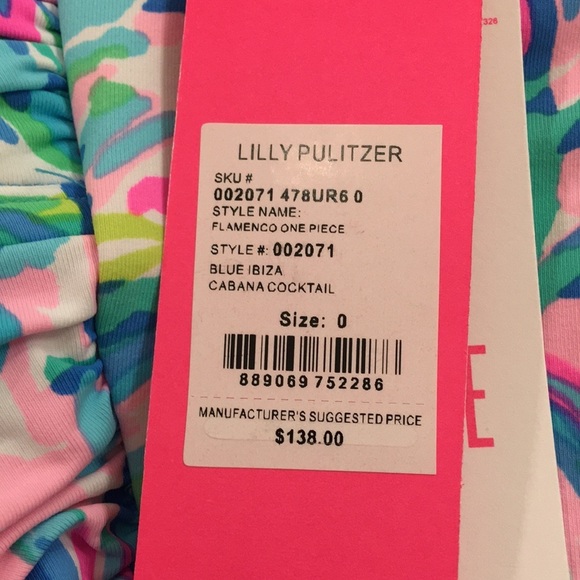 NWT Lilly Pulitzer Blue Ibiza Canbana Cocktail One piece Swimsuit Size 0 - Picture 10 of 12